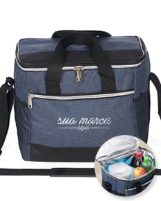 Bolsa térmica de 18 litros com bolsos telados, ideal para armazenar alimentos e bebidas em viagens ou passeios. Design moderno e elegante em nylon marrom brilhante, com alças ajustáveis e fecho de zíper para maior segurança. Perfeita para uso pessoal, negócios ou lazer.