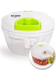 Container colorido vazio com design vibrante, utilizado para armazenar alimentos e ingredientes para preparo de refeições.