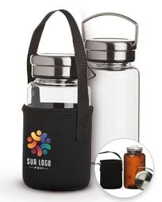 Garrafa de Vidro transparente com capacidade de 650ml.