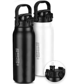 Garrafa térmica inox de 1,5 litros com bico, em metal prateado, com design moderno e seguro, perfeita para armazenar líquidos e manter a temperatura.