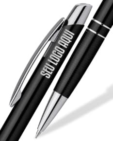 Esferográfica em alumínio azul com clipe, um utensílio de escrita de metal, ideal para uso escolar, escritório ou desenho. Corpo colorido e design elegante, perfeito para escrita criativa e business.