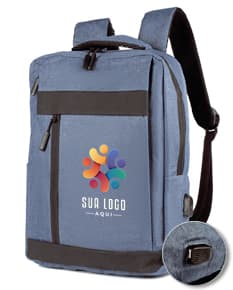 Mochila para Notebook preta em couro, moderna e elegante, com fecho de zíper e alça para transporte. Ideal para viagens de negócios e uso diário.