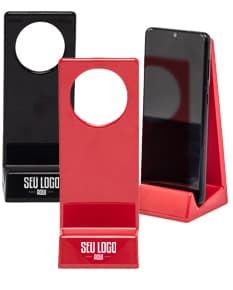 Ícone de Suporte para Celular em formato de marcador de página 3D, design moderno e brilhante. Perfeito para uso em escritórios e negócios.