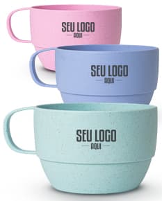 Caneca Palha de Trigo 300ml em cor bege, feita de material sustentável.