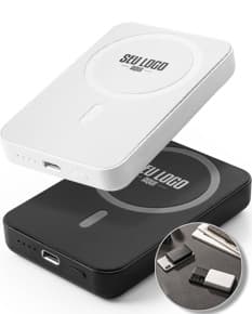 Bateria portátil de lítio com capacidade de 10.000 mAh.