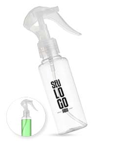 Borrifador Plástico 100ml transparente com tampa spray preta.