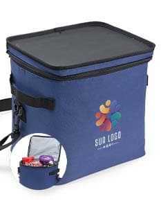 Bolsa térmica na cor azul de 15 litros de capacidade.