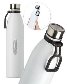 Garrafa de Inox com capacidade de 1,1 litros.