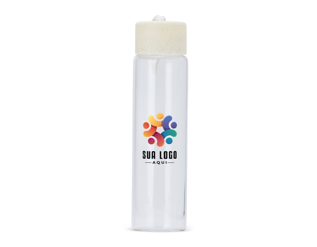 Garrafa de vidro transparente de 330ml.